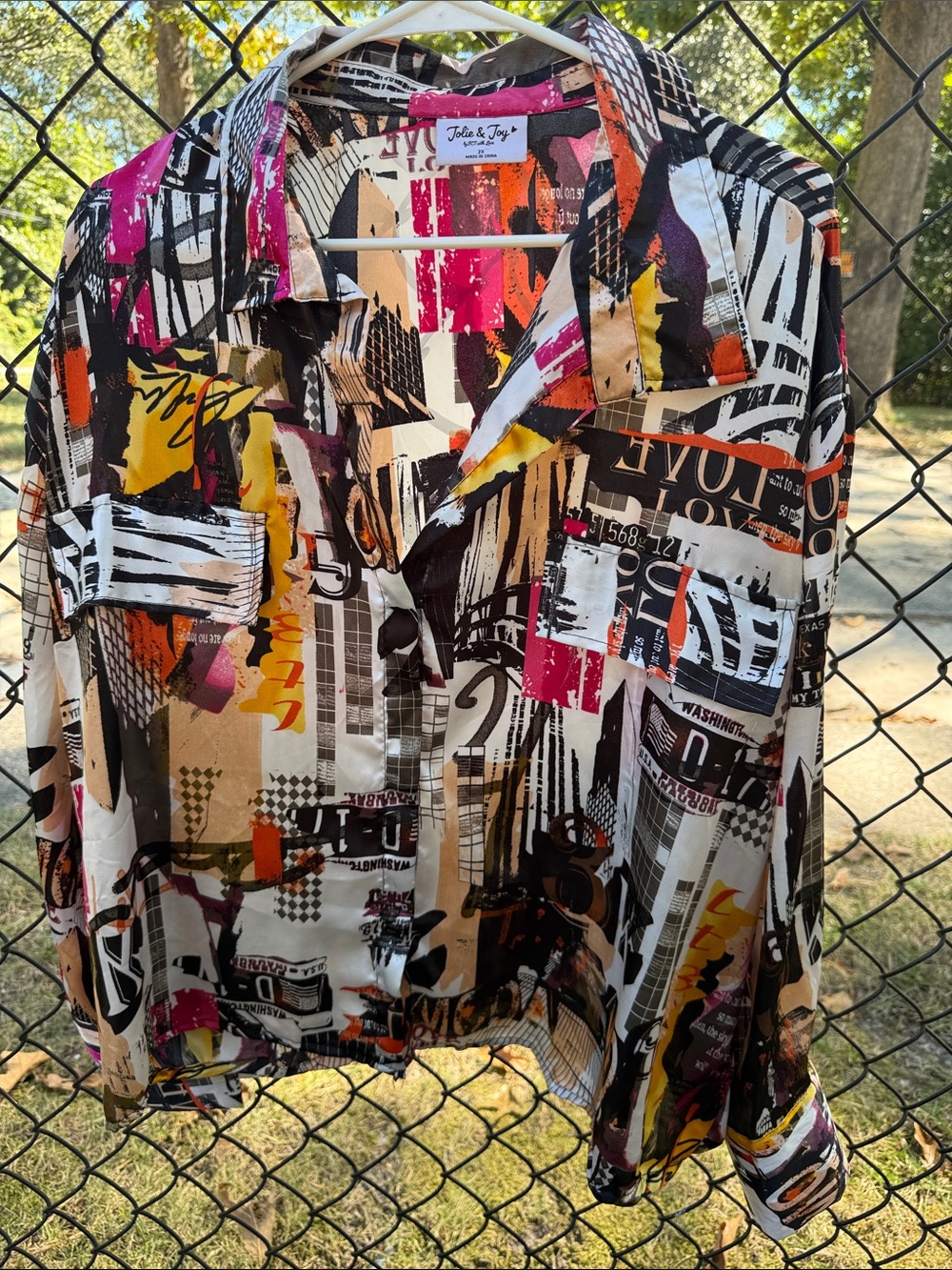 Abstract Print Button-Up Shirt - Multicolor